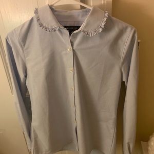 Lands End Girls Size 12 Light Blue Button Down